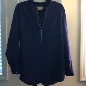 Michael Kors Plus Size Purple Zipper Front Blouse